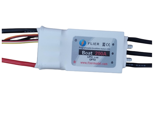 16S 200A Brushless RC Boat ESC with Programming Box/PC Support OPTO BEC Flier Firmware